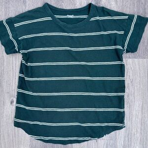 Madewell Dark Green Striped Short Sleeve Tee
